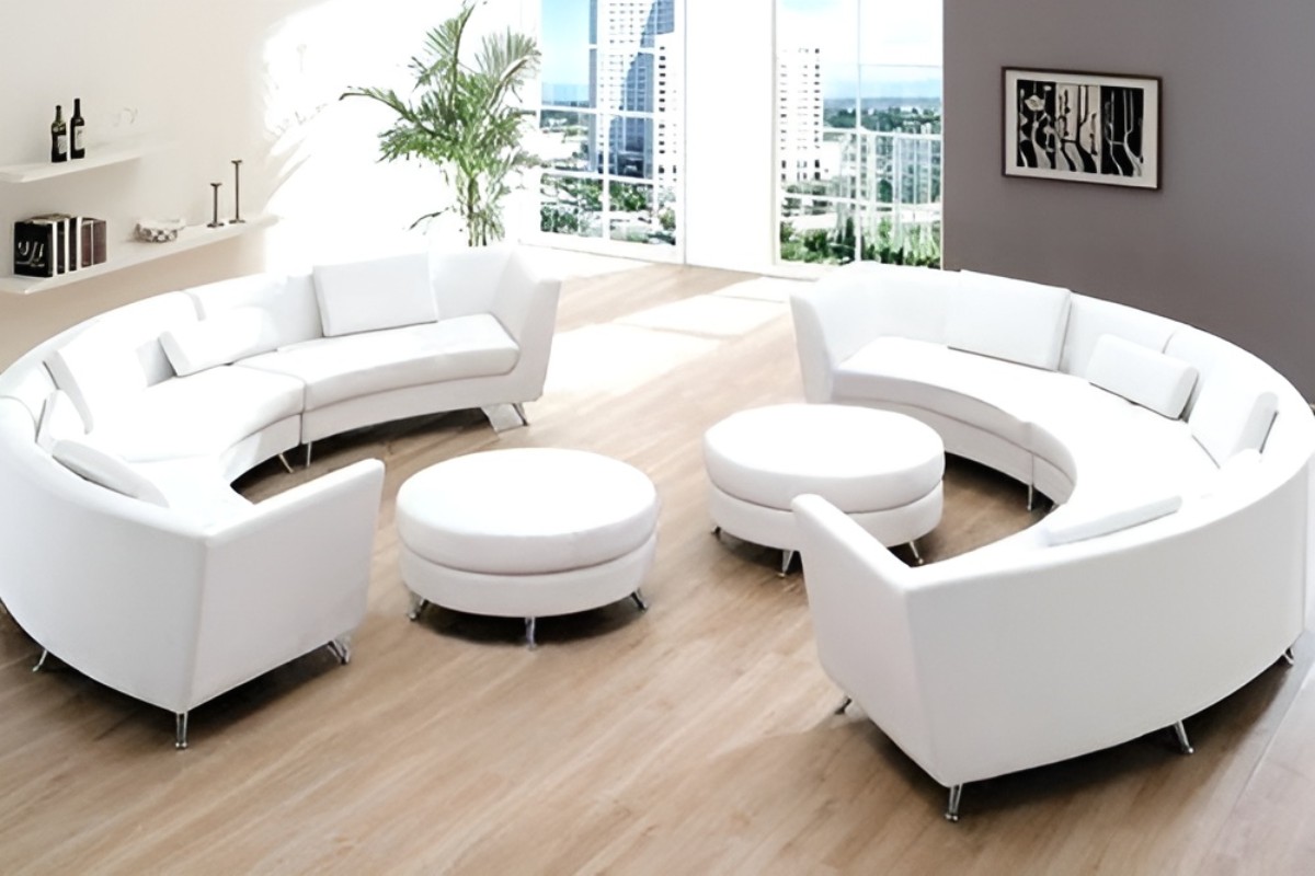 Sofa cong hình chữ C màu trắng