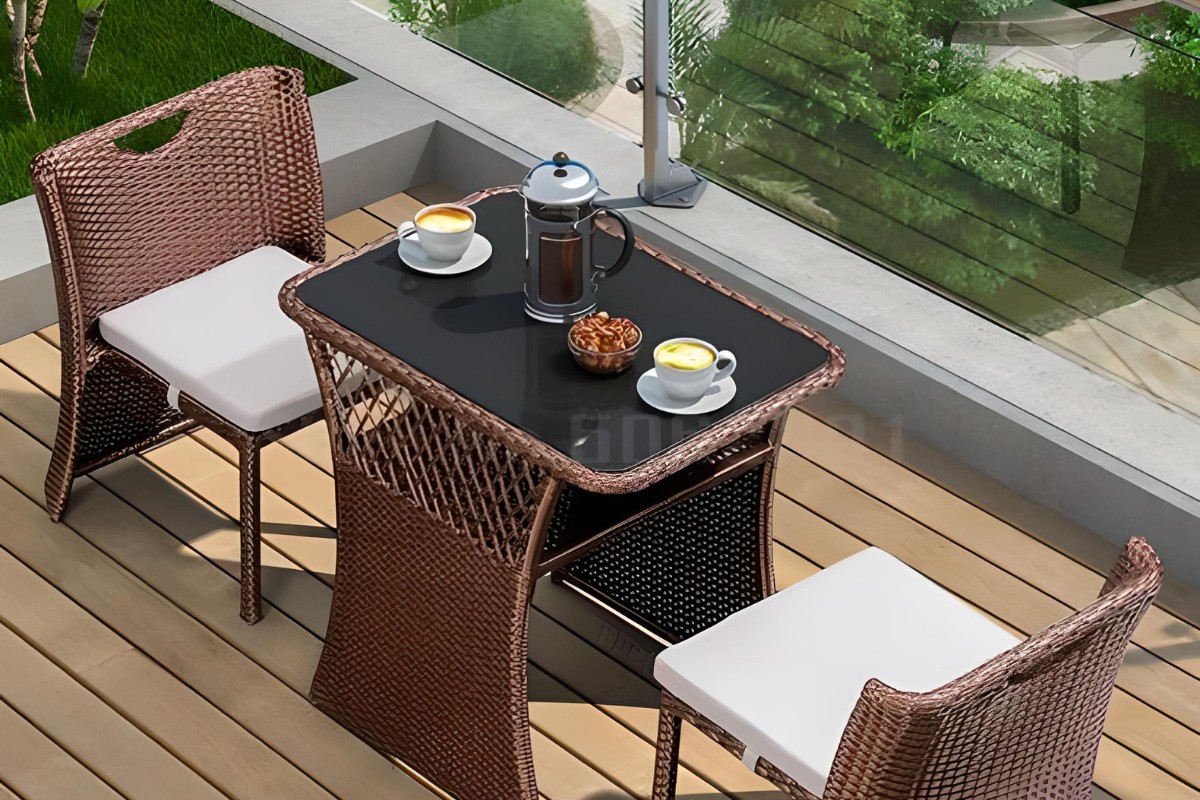 Bàn trà ban công bằng nhựa giả mây bền chắc