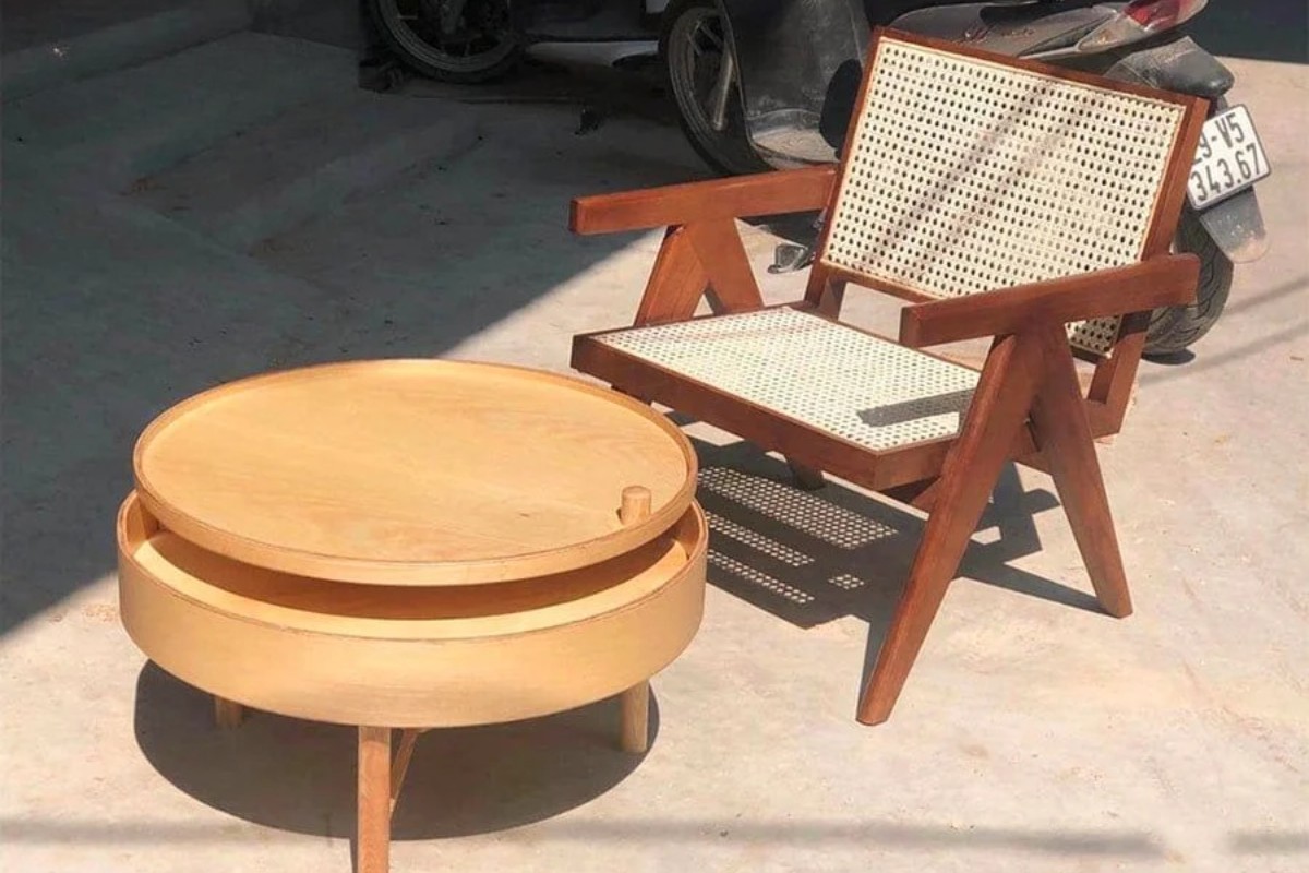 Bàn trà gỗ xoay