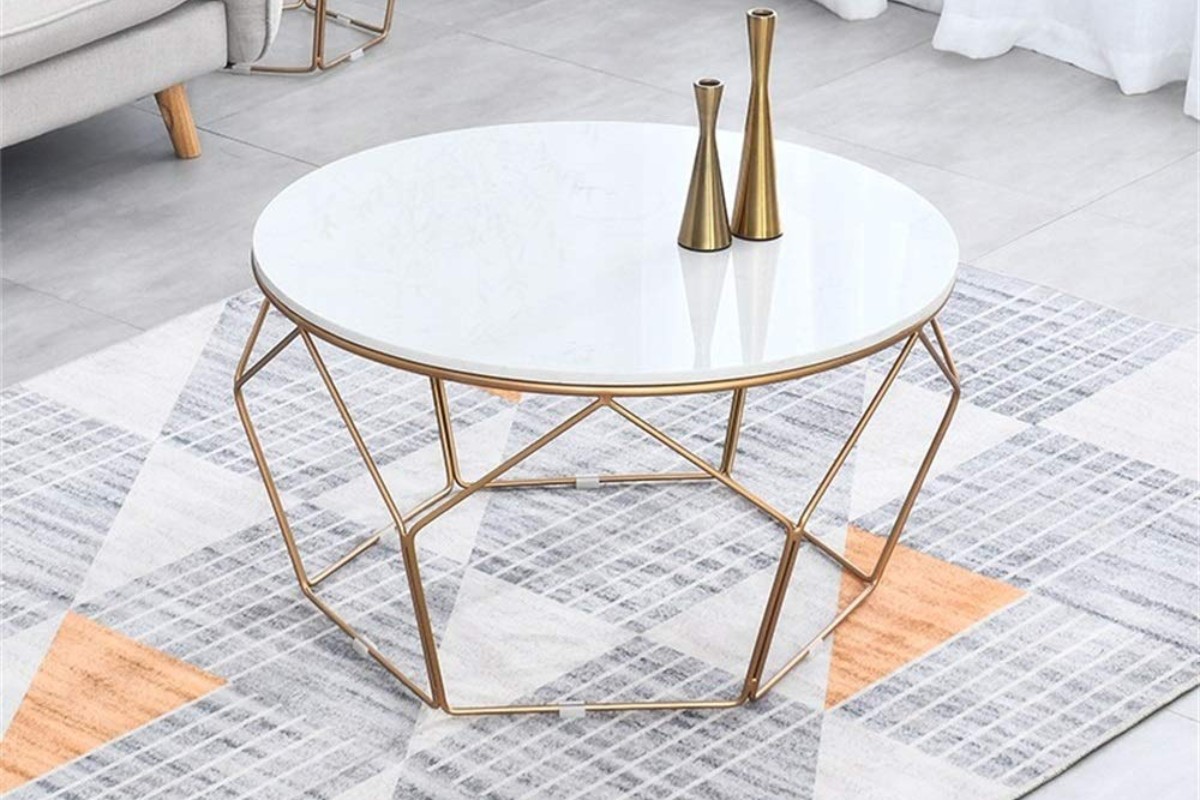 Bàn trà nhỏ mặt đá chân kim loại