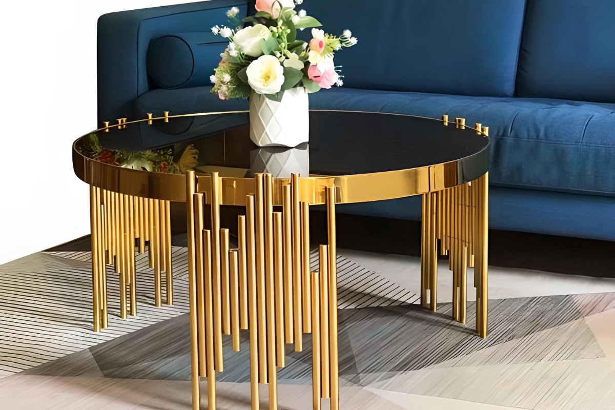 Bàn trà mặt kính hình tròn hiện đại