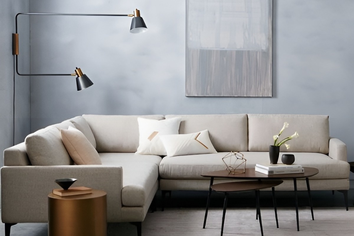 Sofa góc tạo không gian rộng rãi tiếp đón khách