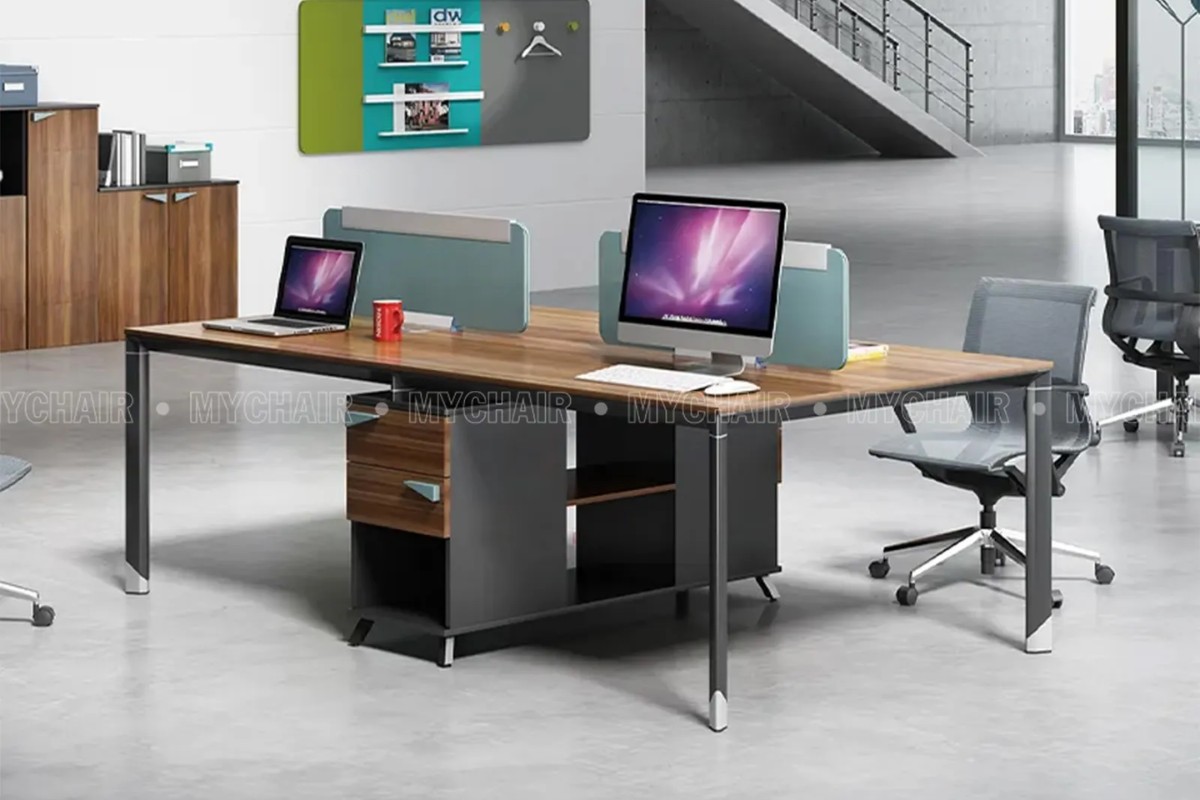 Cụm bàn làm việc 4 chỗ mặt gỗ cao cấp ML86