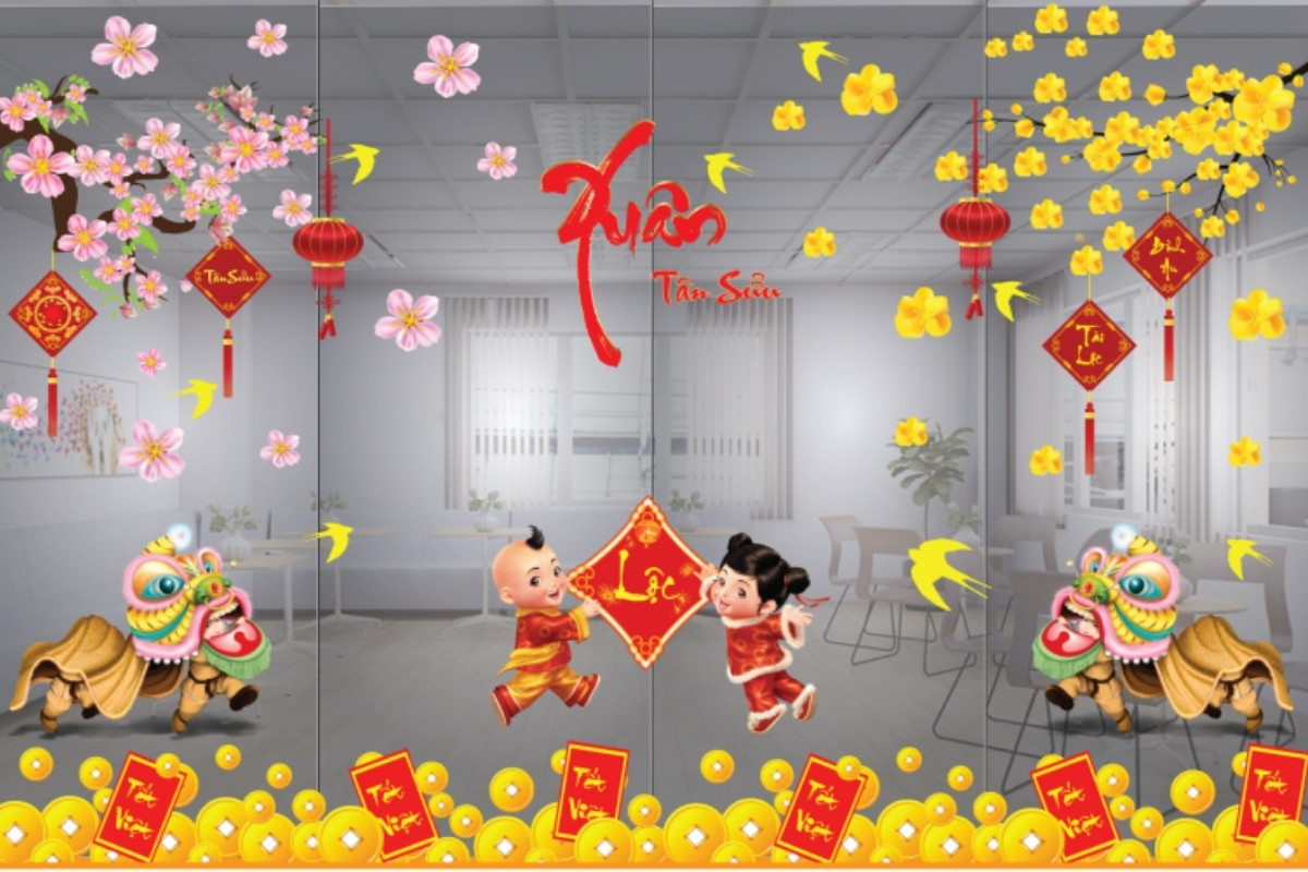 Trang trí tết văn phòng với decal