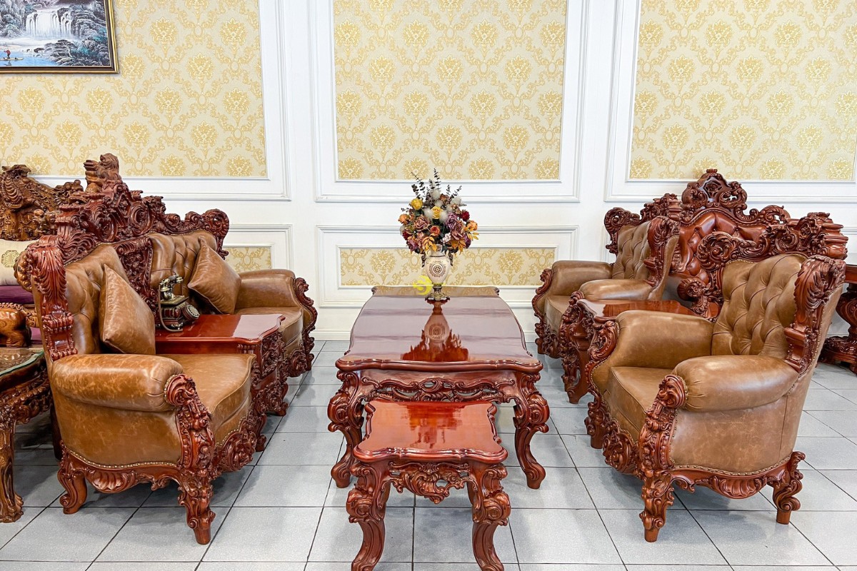 Sofa da bò cổ điển sang trọng
