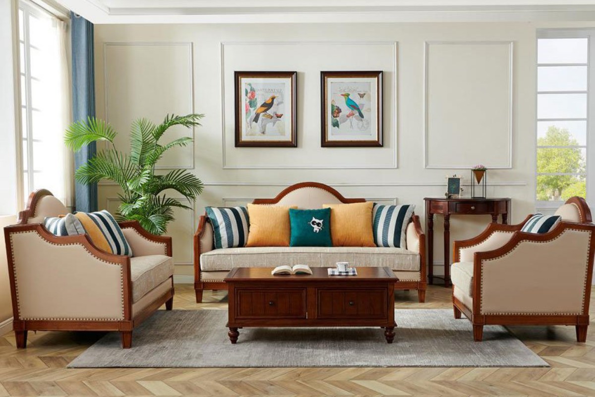 Ghế sofa tay gỗ phong cách cổ điển