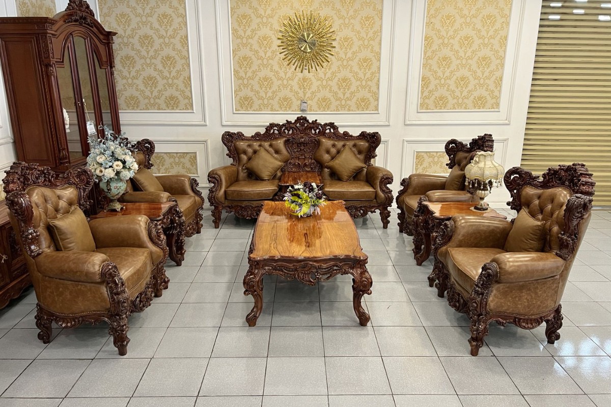 Ghế sofa cổ điển tay gỗ