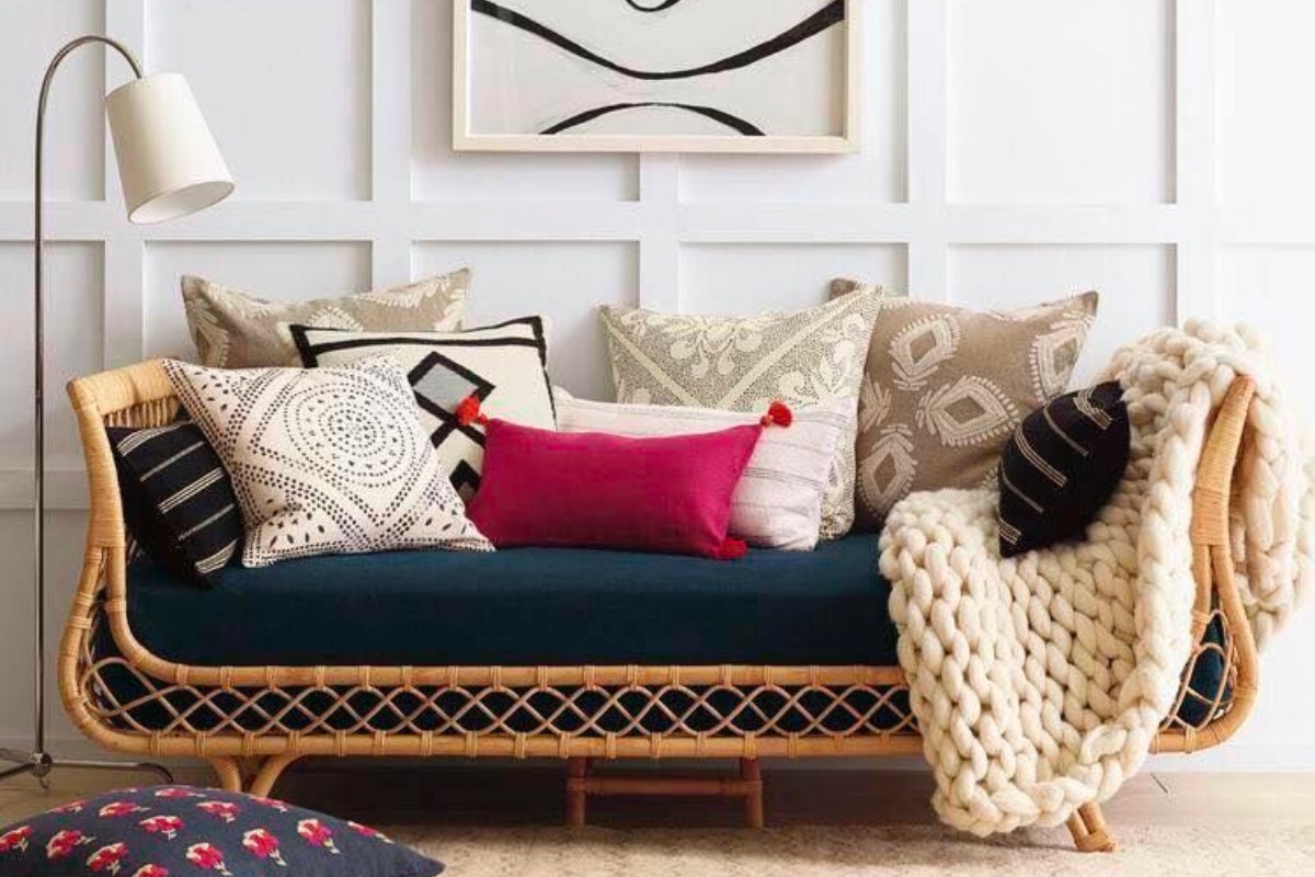Ghế sofa mây kiểu dáng băng dài