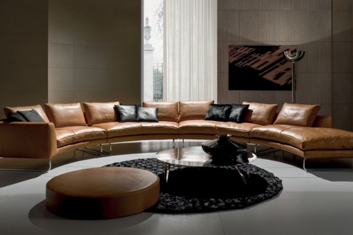 Ghế sofa tròn dài chất liệu da cao cấp