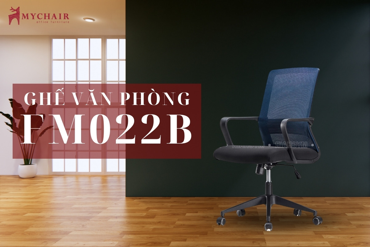 Ghế xoay văn phòng màu xanh MyChair FM022B