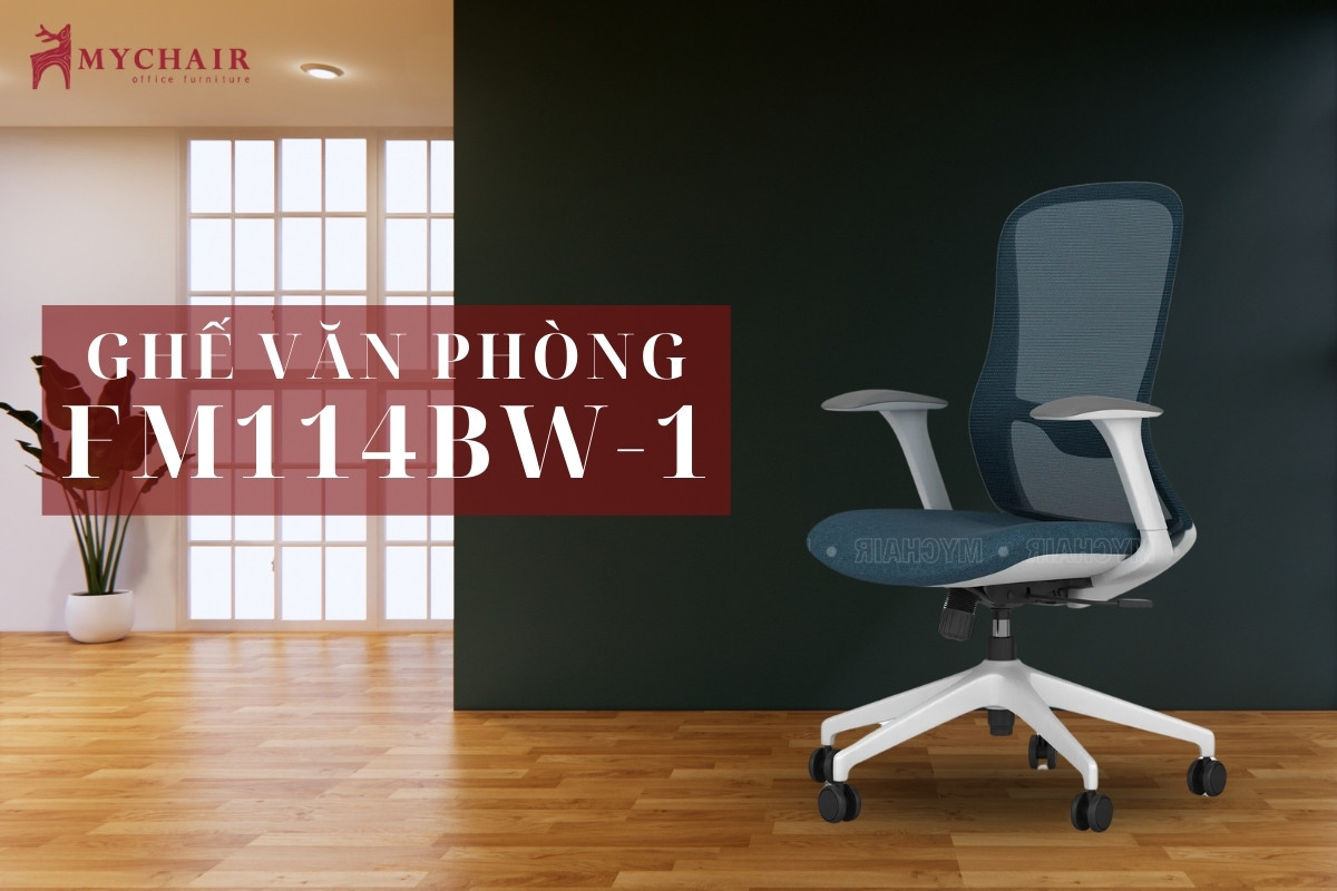 Ghế xoay văn phòng màu xanh FM114BW-1