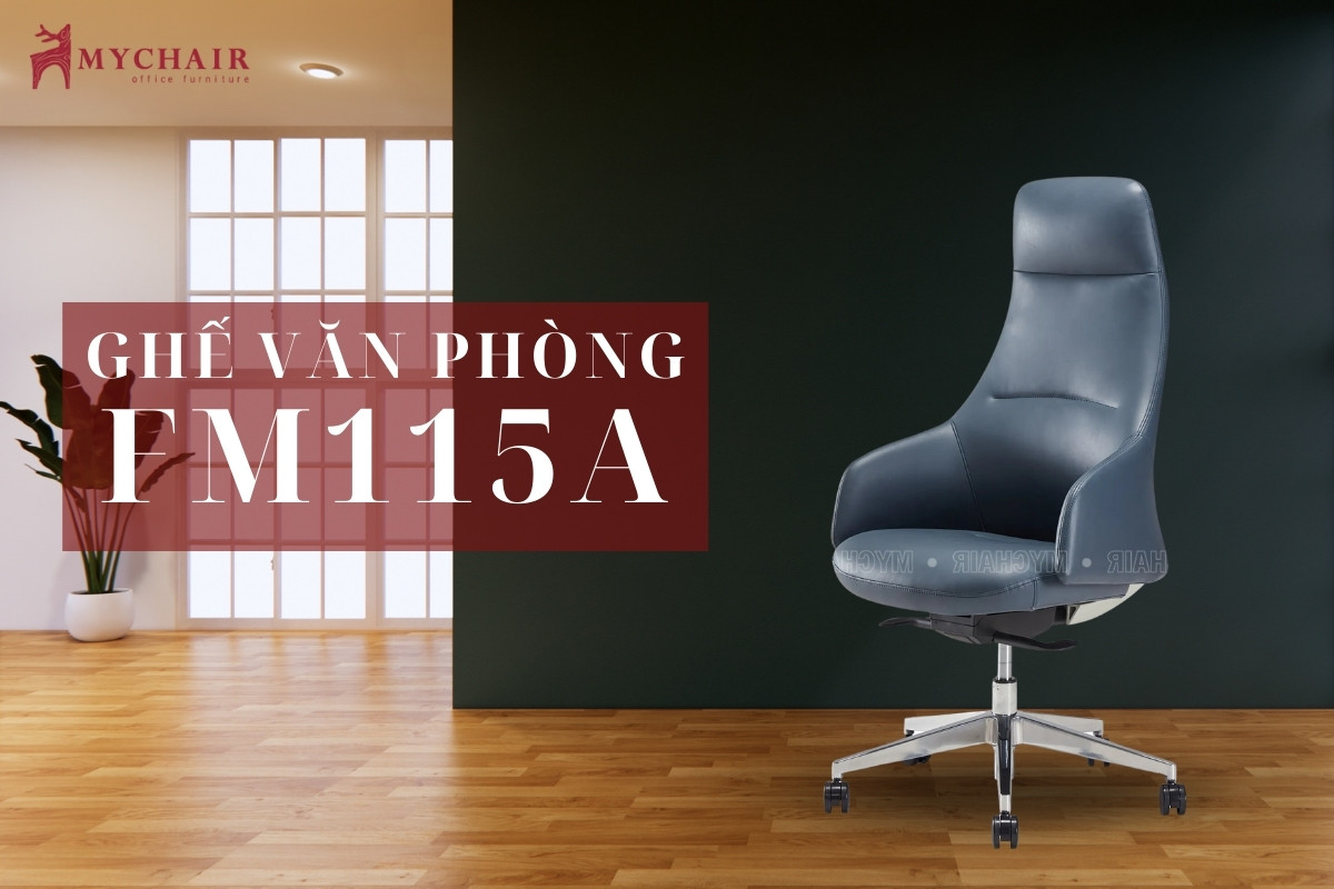 Ghế xoay văn phòng màu xanh cao cấp FM115A