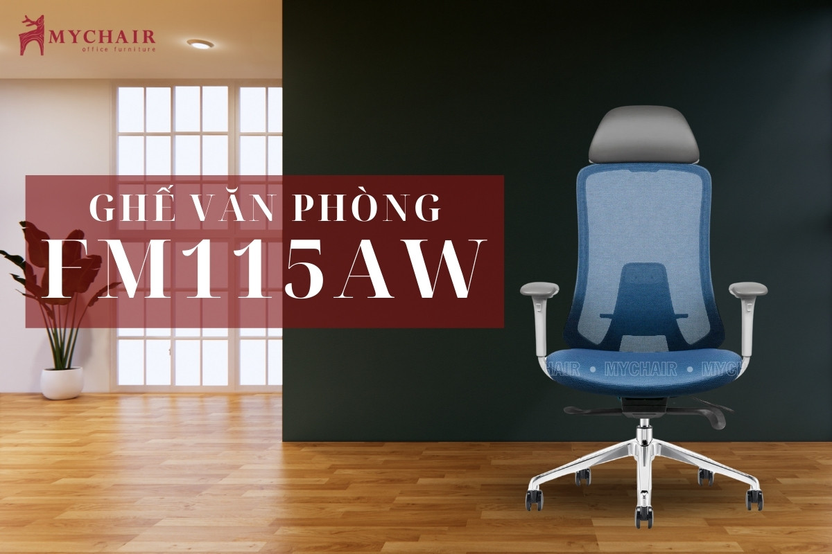 Ghế xoay văn phòng màu xanh FM115AW