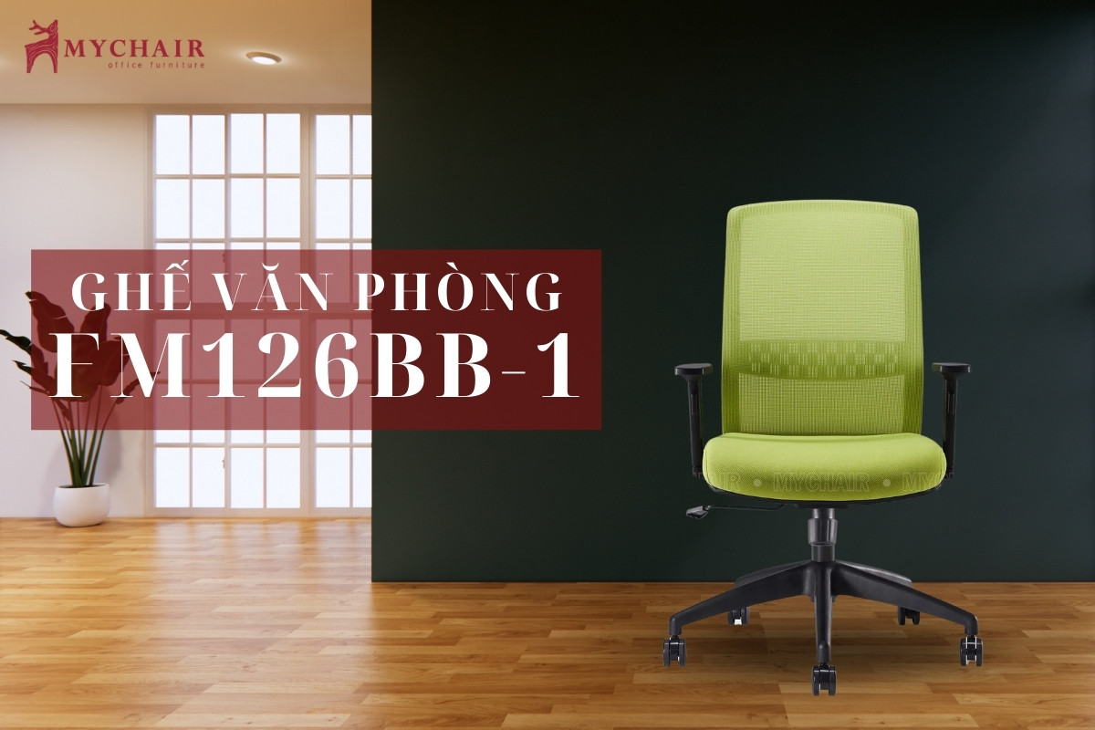 Ghế văn phòng chân xoay màu xanh lá cây MyChair FM126BB-1