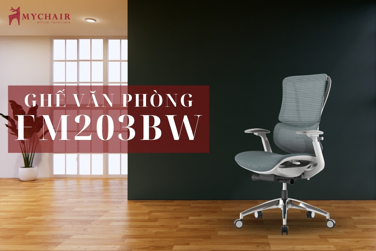 Ghế xoay văn phòng màu xanh MyChair FM203BW