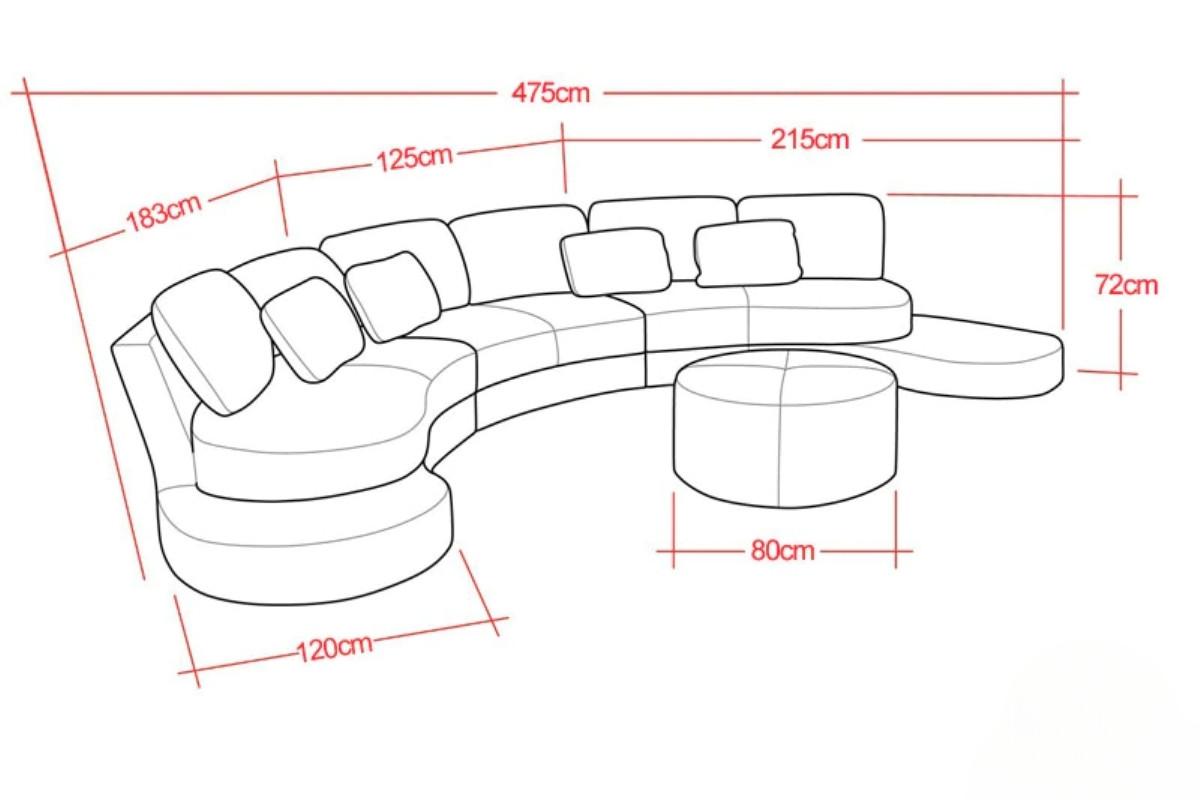 Kích thước sofa cong
