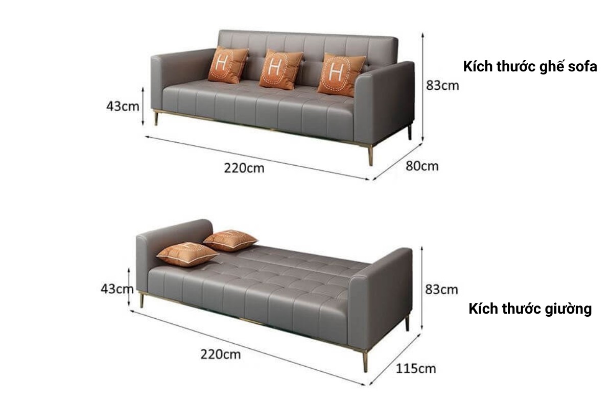 Kích thước sofa giường 2m - 2m2