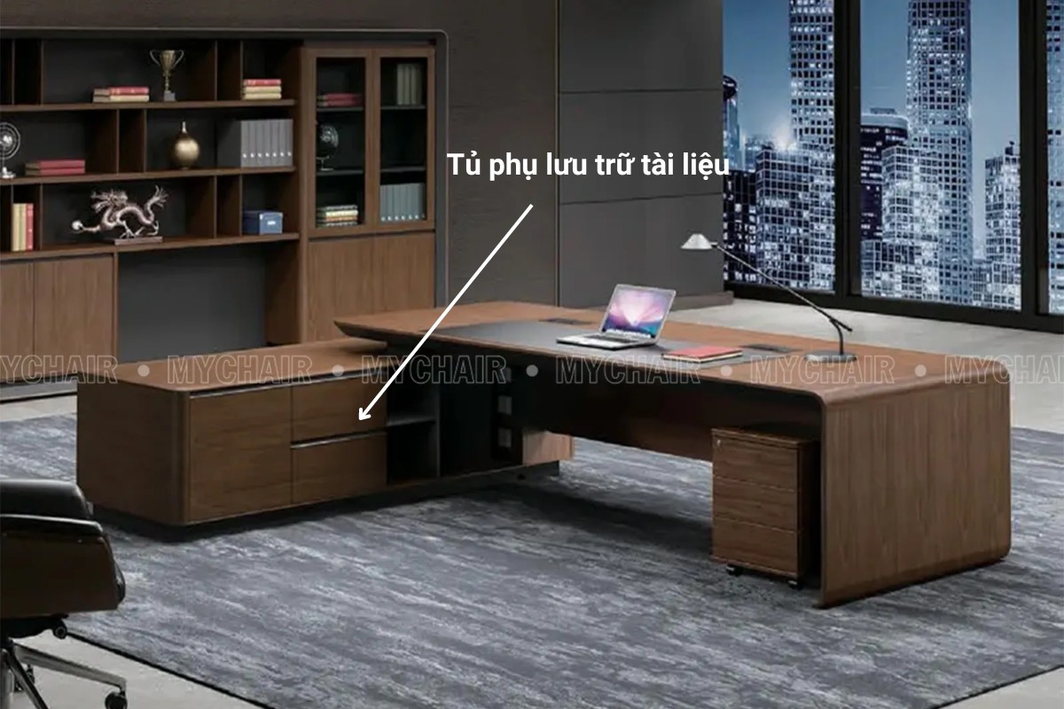 Bàn giám đốc đa tiện ích được trang bị tủ phụ