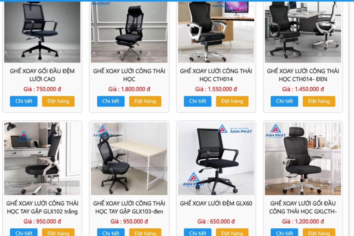 Ghế công thái học cũ tại Nội thất Anh Phát