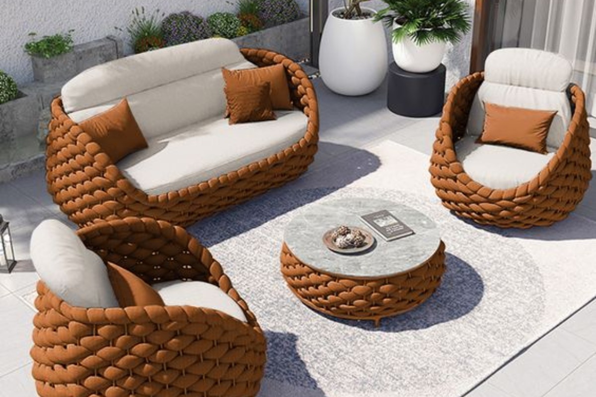Sofa chung cư nhựa giả mây đa dạng màu sắc