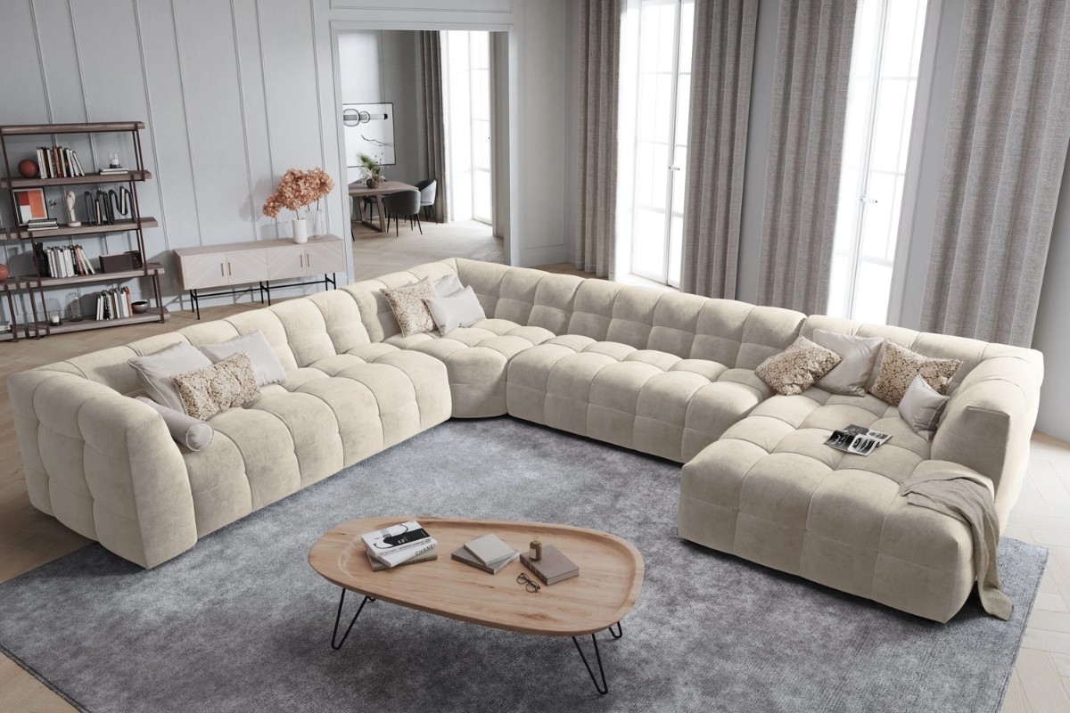 Sofa chữ U không cân xứng đẹp mắt