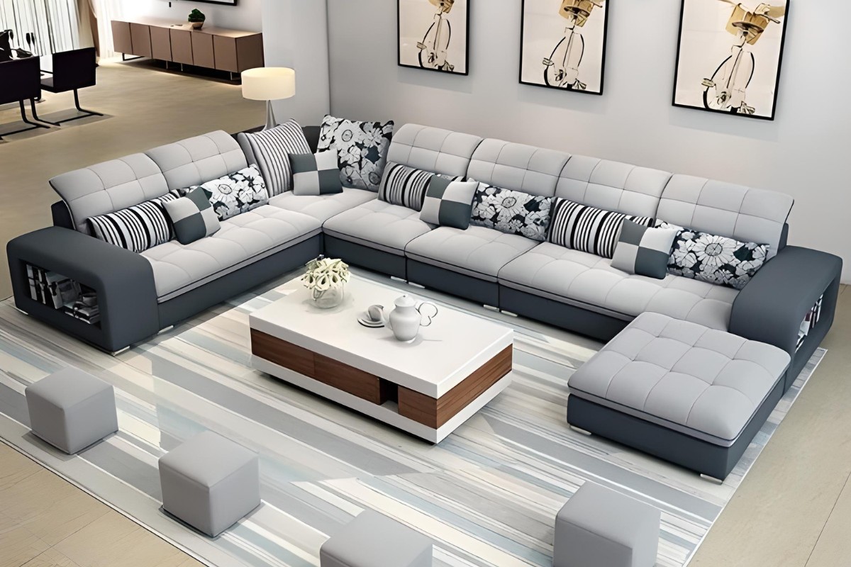 Sofa chữ U không cân xứng ấn tượng