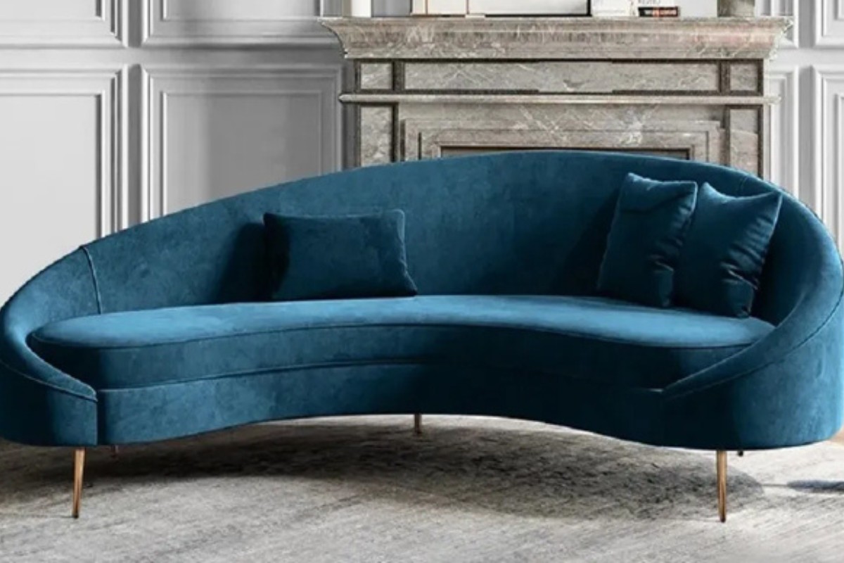 Sofa cong bọc nhung mềm mại, mượt và ấm