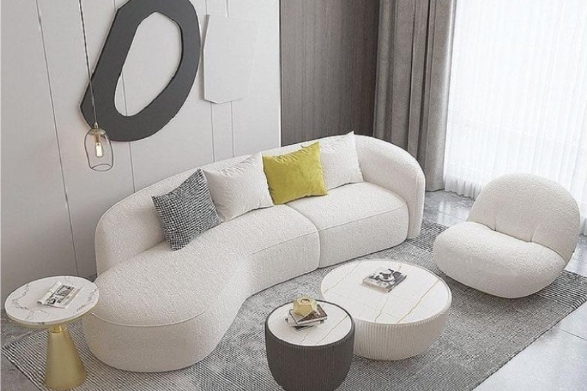 Ghế sofa cong bọc vải nỉ