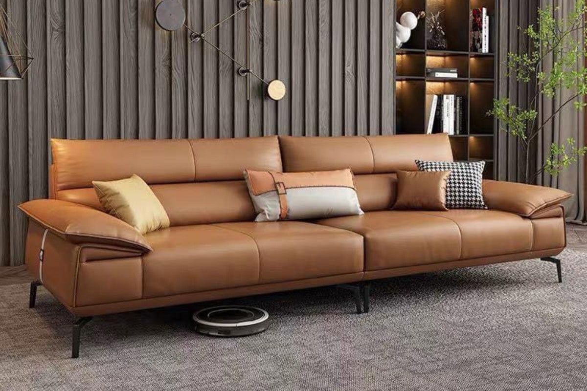 Sofa da chân sắt kiểu Nhật