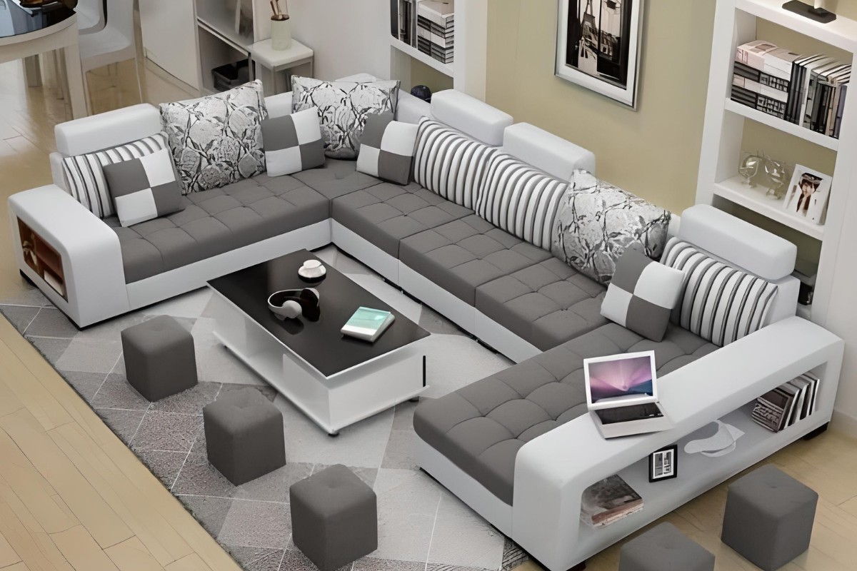 Sofa da chữ U cho phòng khách