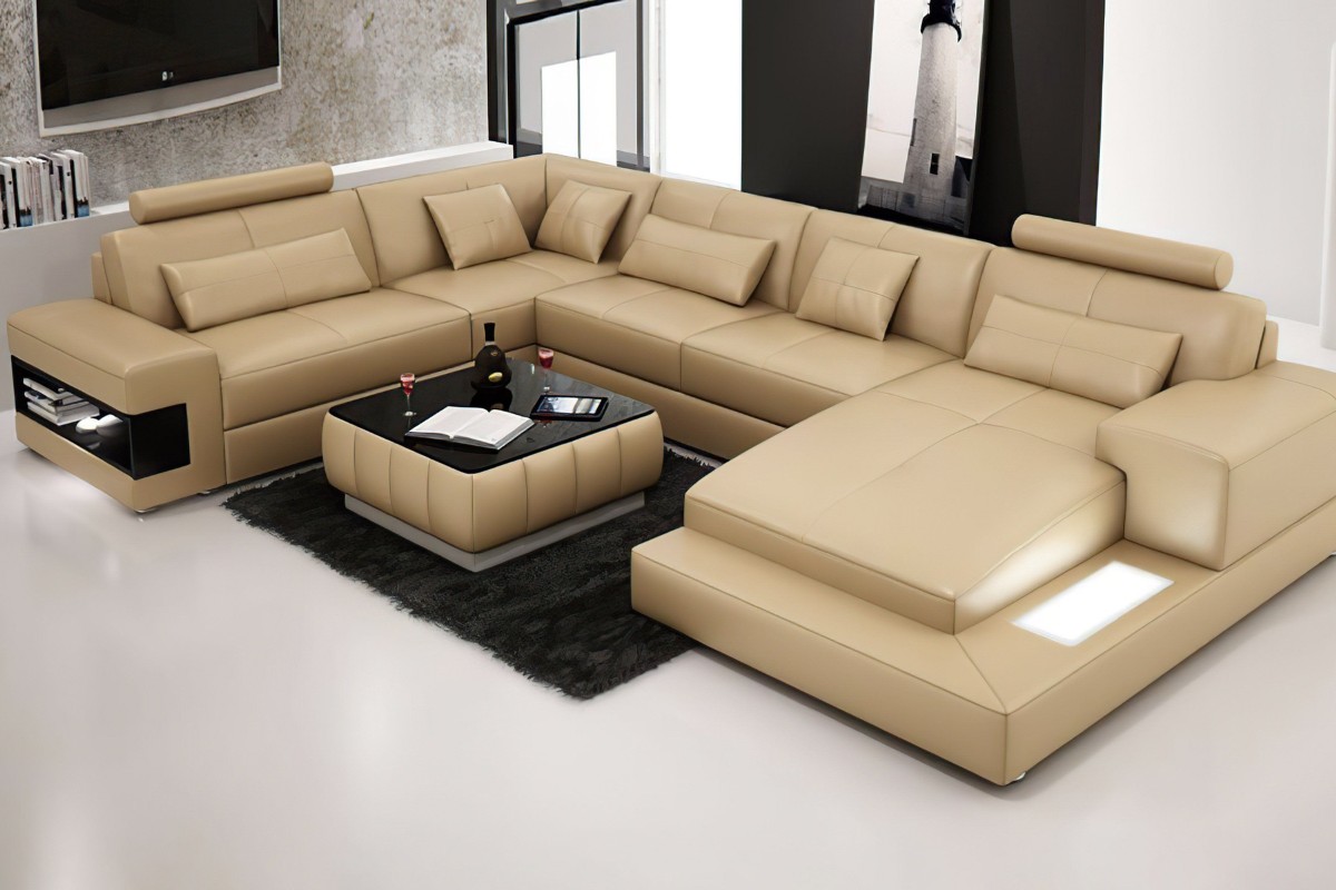 Sofa da chữ U đẹp mắt, cao cấp