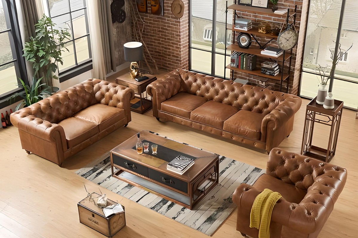 Sofa da tân cổ điển sang trọng
