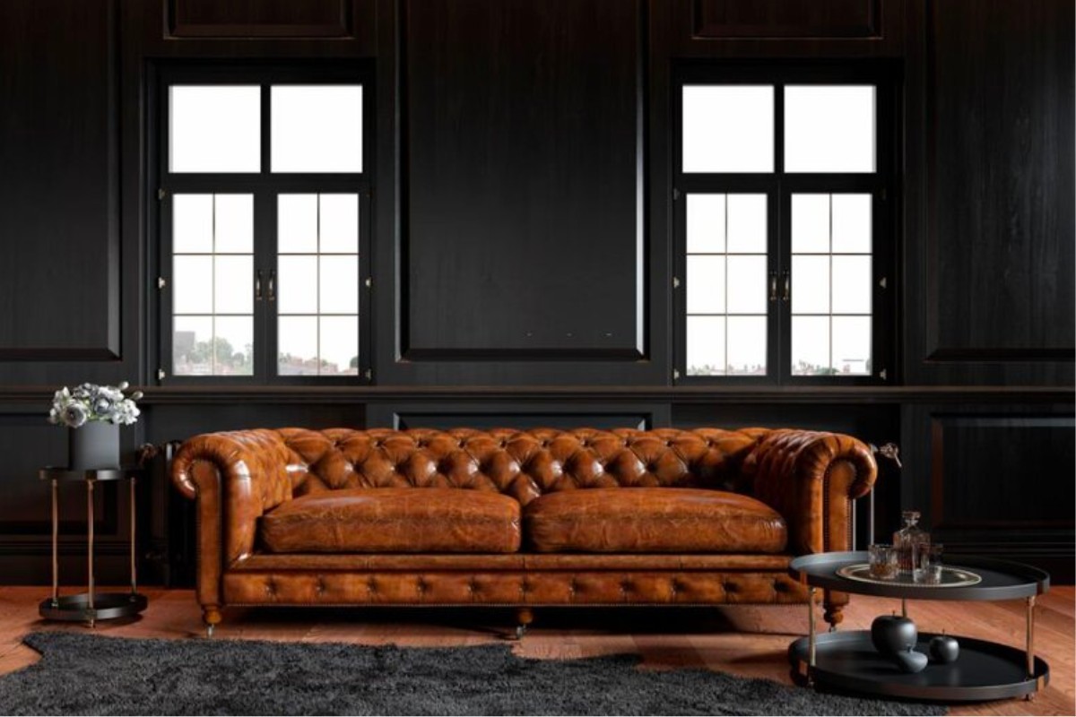 Sofa vintage bọc da bò Italia