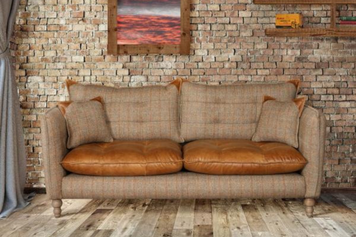 Sofa vintage vải nỉ họa tiết caro cổ điển