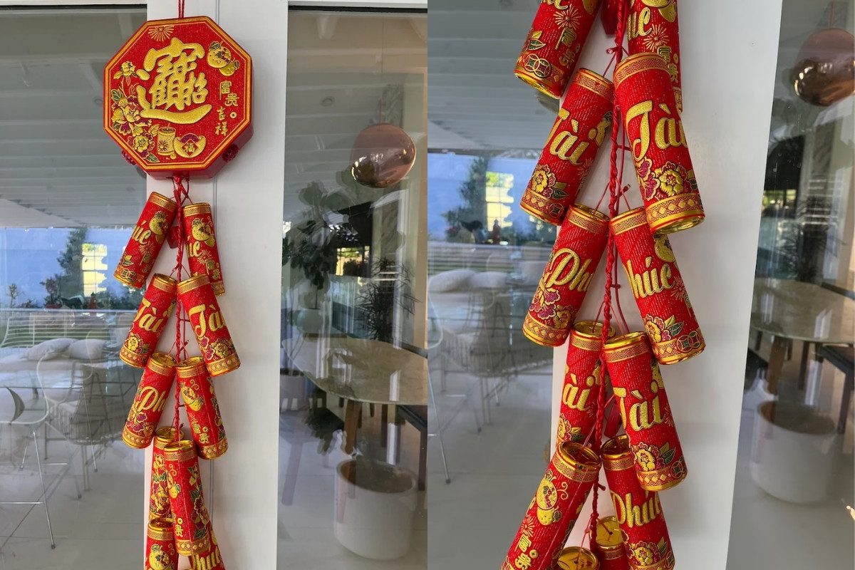 Trang trí tết văn phòng bằng pháo giả