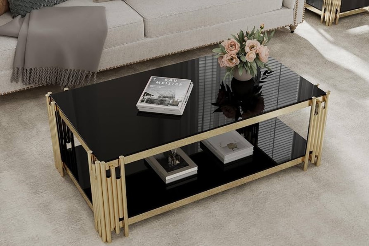 Bàn trà sofa mặt kính đen