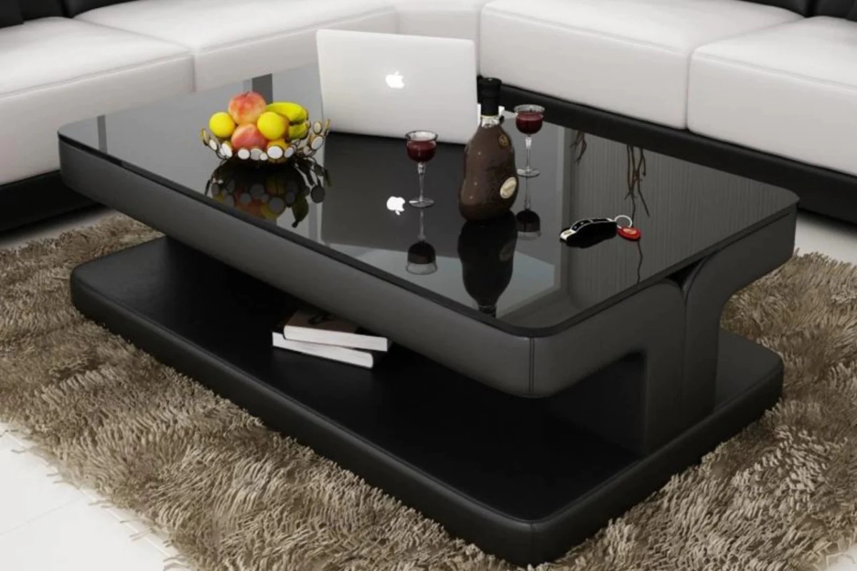 Bàn trà sofa mặt kính bo tròn cạnh