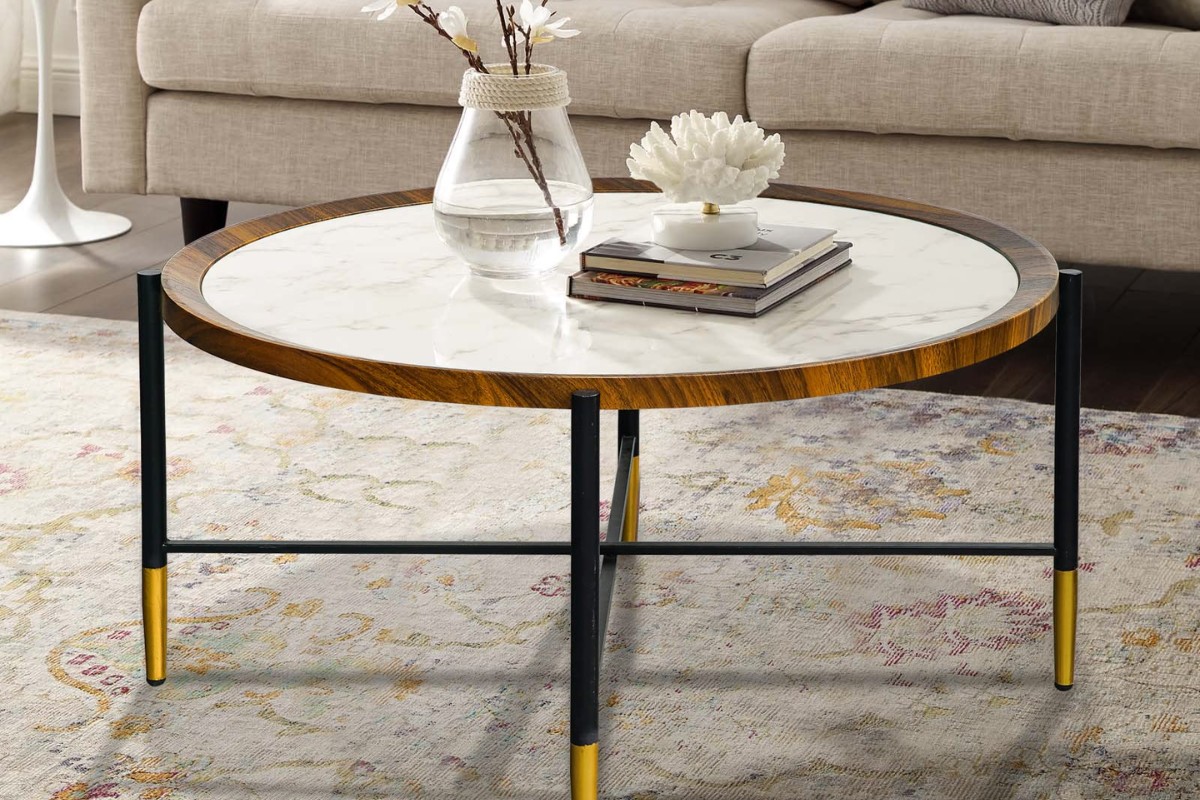 Bàn trà sofa tròn với thiết kế chân bàn độc đáo, hiện đại
