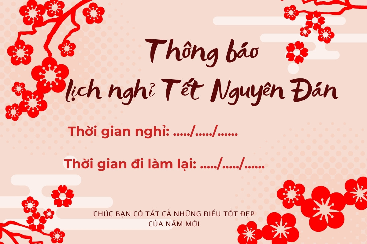 Mẫu banner thông báo nghỉ Tết Nguyên Đán cho công ty