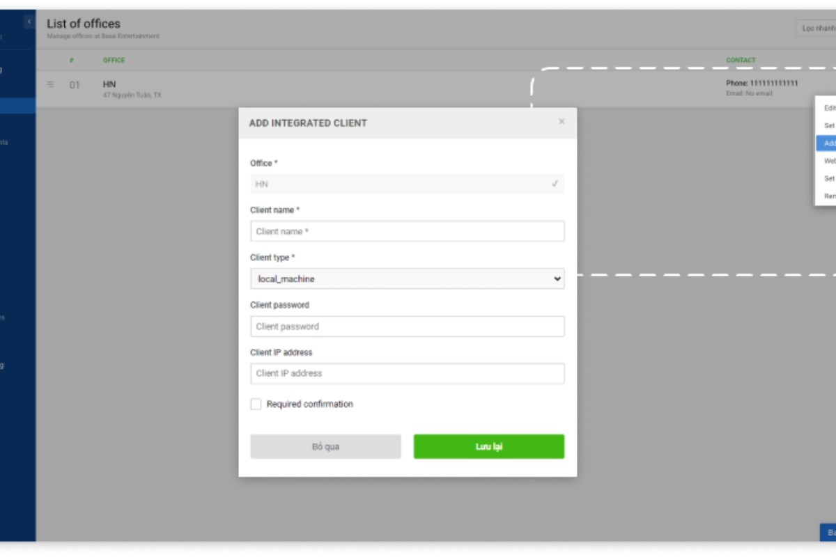 Phần mềm chấm công Base checkin