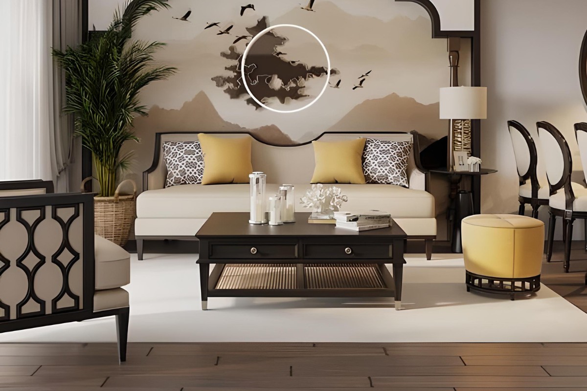 Bộ sofa Indochine trong không gian tối giản