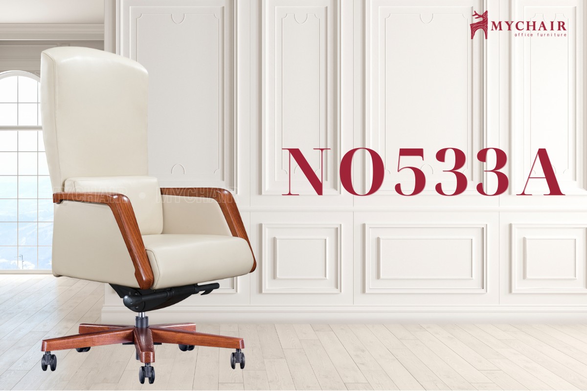 Mẫu ghế chân xoay gỗ kèm đệm lưng cao cấp nhập khẩu nguyên chiếc MyChair NO533A