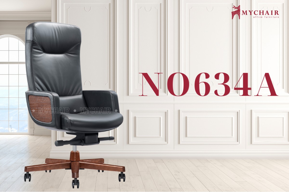 Mẫu ghế văn phòng chân xoay gỗ tự nhiên MyChair NO634A