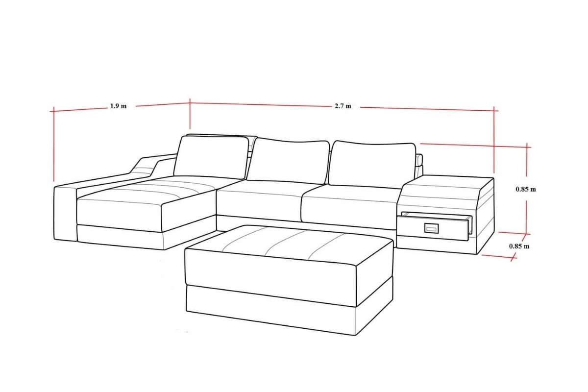 Kích thước sofa chữ L