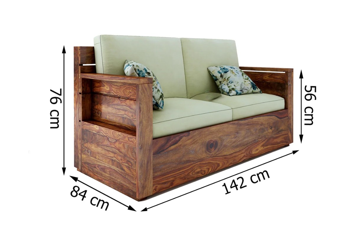 Kích thước sofa gỗ 2 chỗ ngồi: