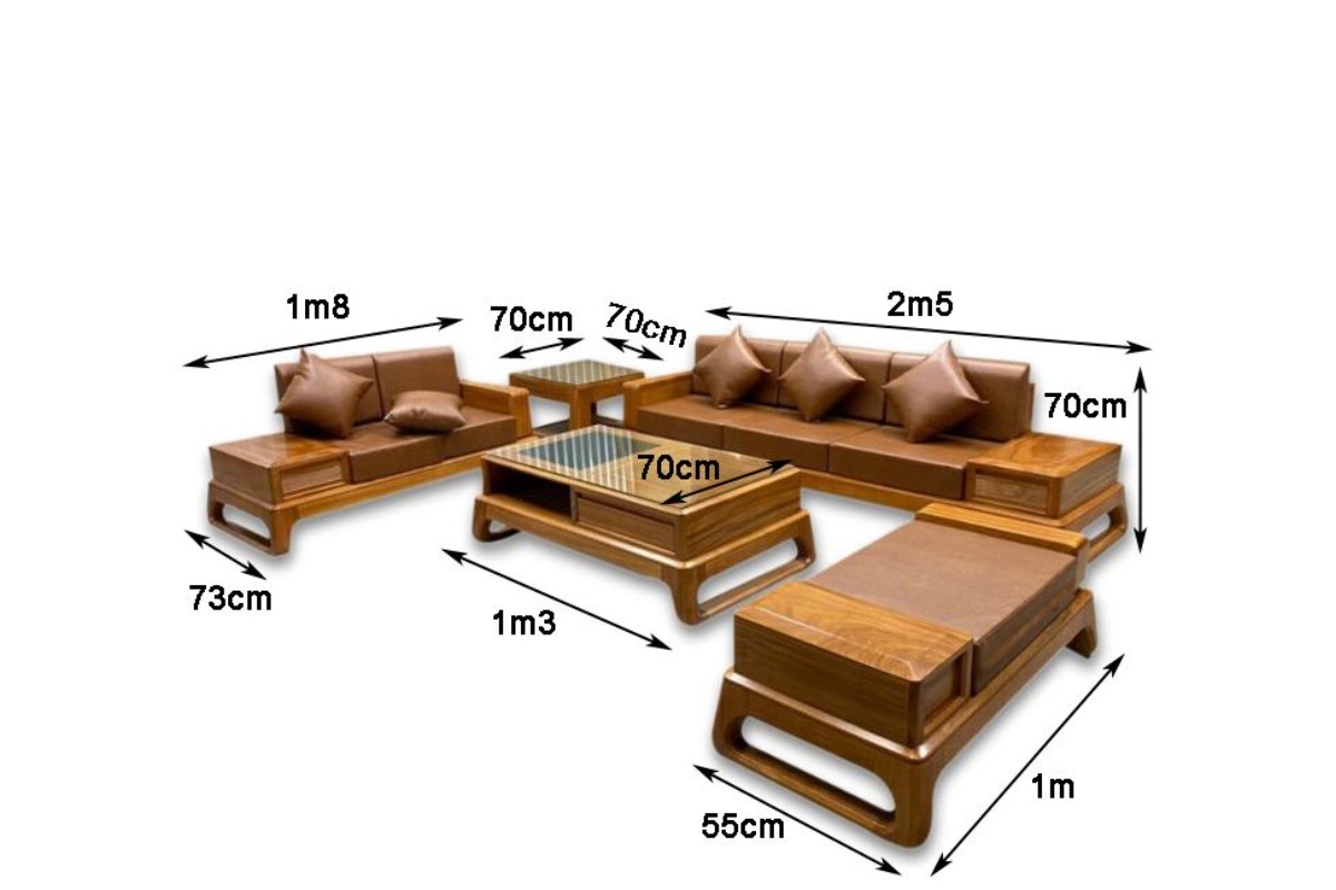 Kích thước sofa gỗ 3 - 4 chỗ ngồi