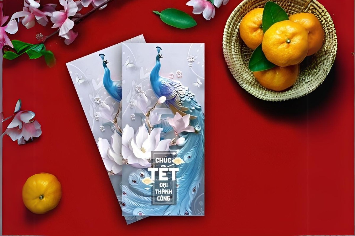 Bao lì xì doanh nghiệp in hình chim công