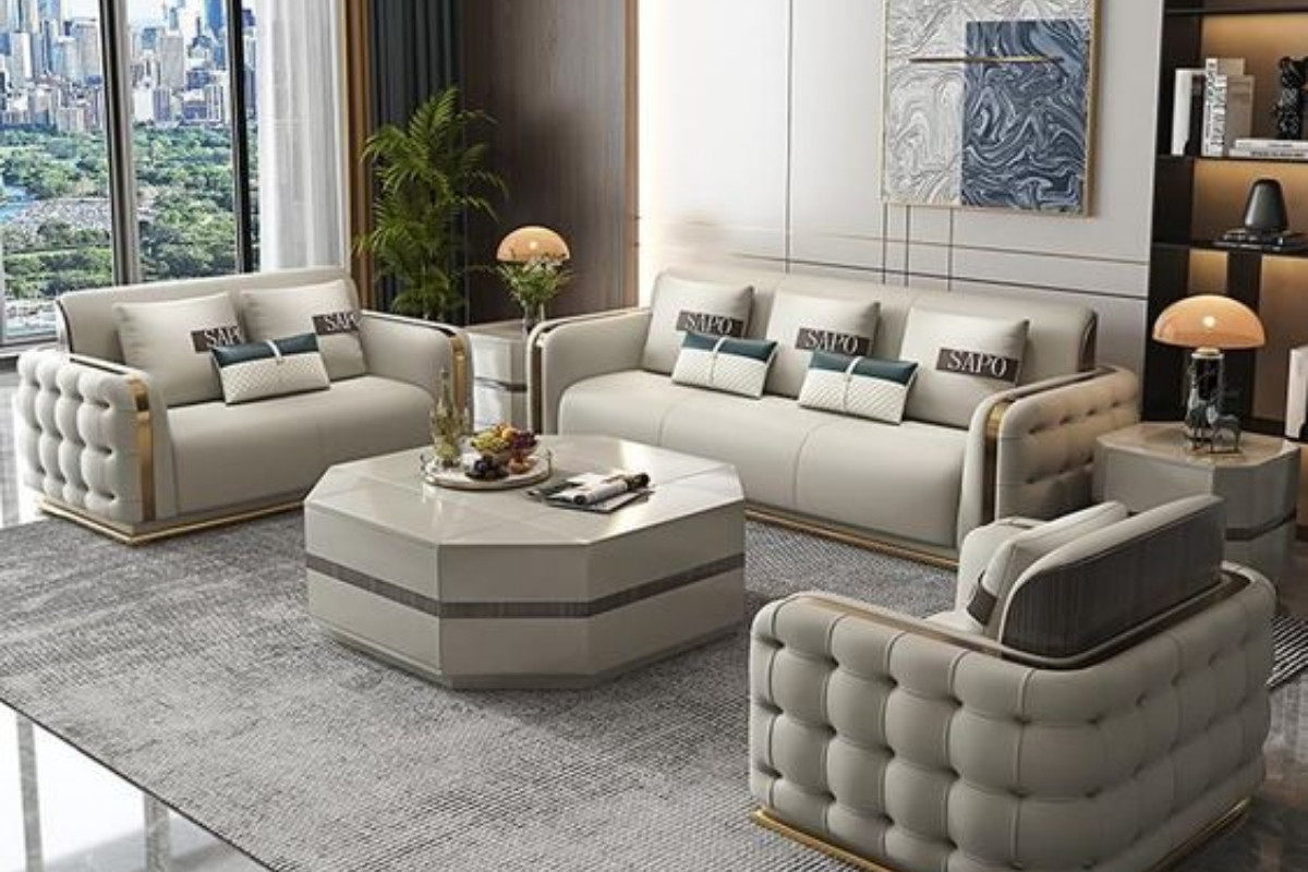 Sofa phòng khách bọc da sang trọng
