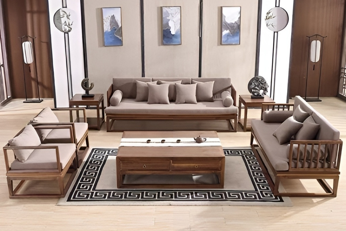 Sofa phòng khách bằng gỗ sang trọng