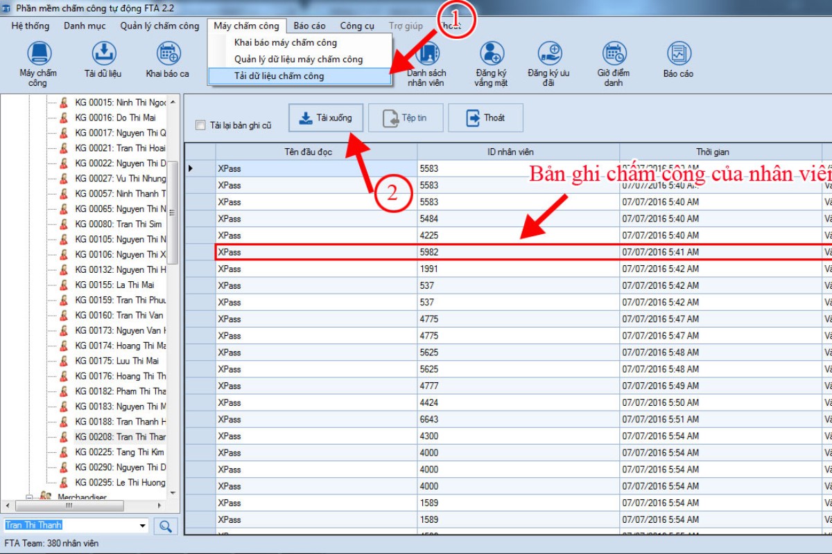 Phần mềm chấm công giao diện đẹp FTA
